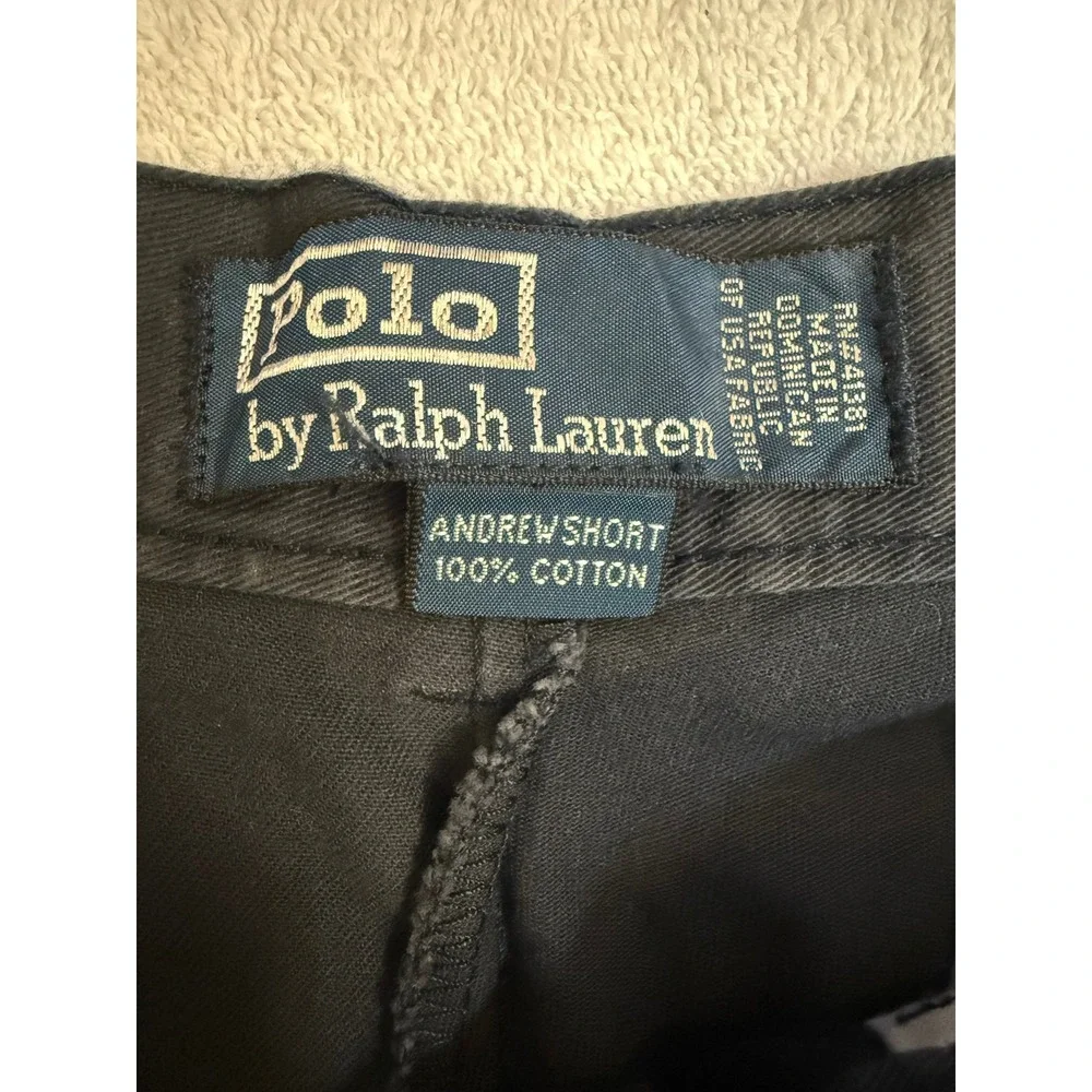 Polo Ralph Lauren Mens Navy Andrew Short Pleated Chino Cotton Shorts Size 34